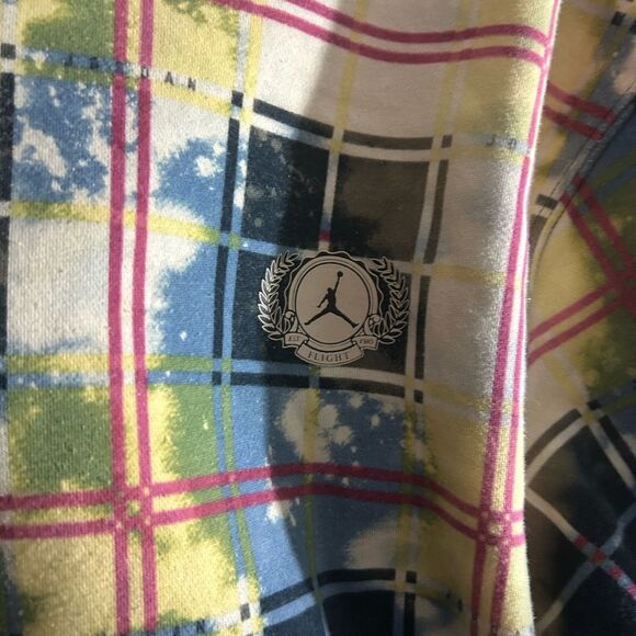 Air Jordan Essential Blue Green Plaid Holiday Hoodie DV1578-333 Men’s Size M - Picture 3 of 14